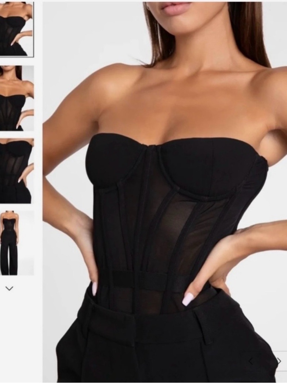Heiress Black Strapless Mesh Corset Top